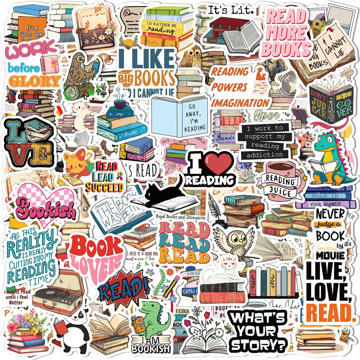Gojmzo 300 PCS Book Stickers for Kindle Bookish Reading Sticker Pack for Laptop Water Bottle Ebook Case Accessories Book Stickers Gifts for Book Lovers Adults Teens Teachers